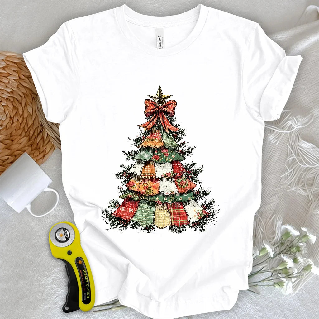 T-shirt arbre de Noël en patchwork