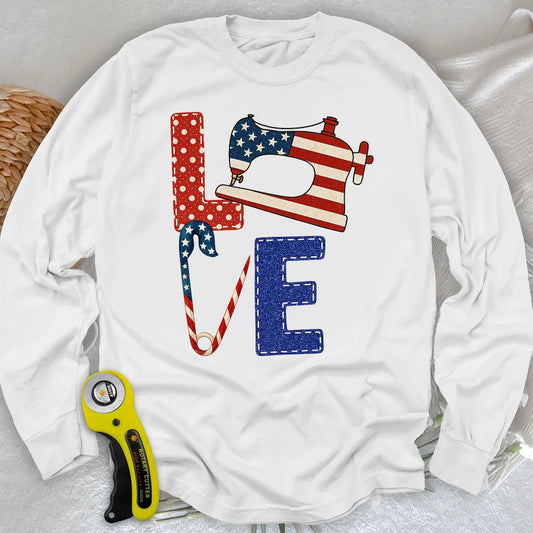 Patriotische Näherin Langarm-T-Shirt