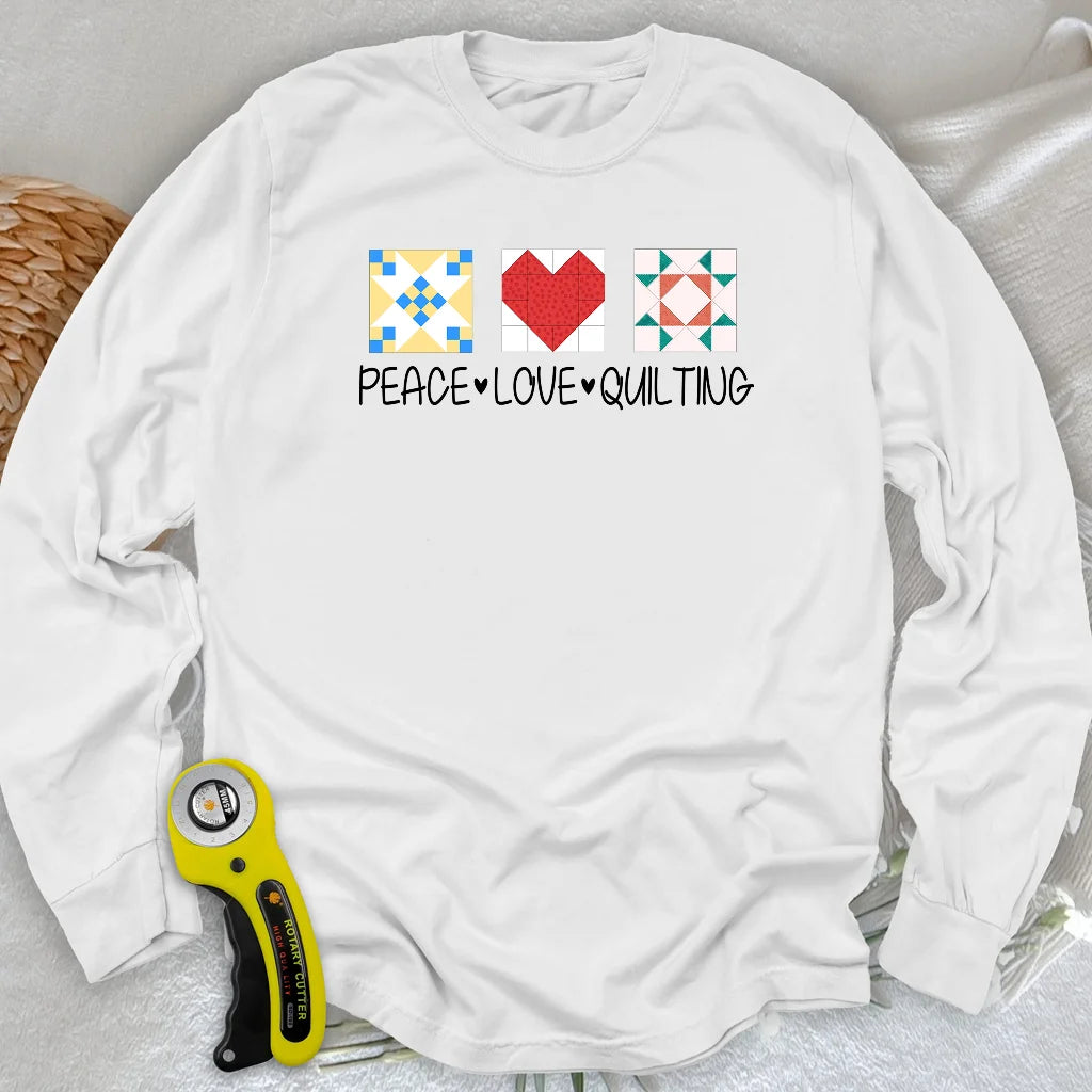 Peace Love Quilting Langarm-T-Shirt