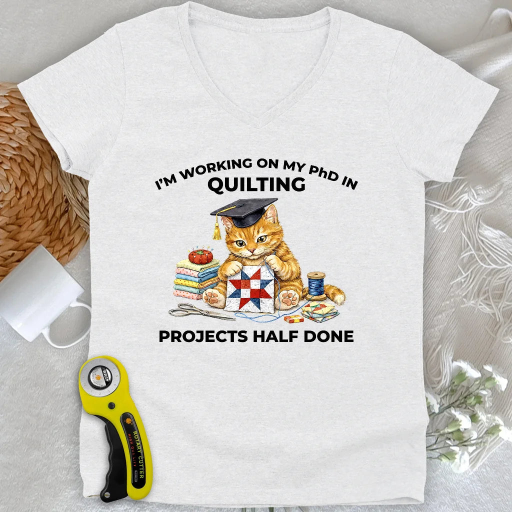 T-shirt Col V Femme PhD en matelassage