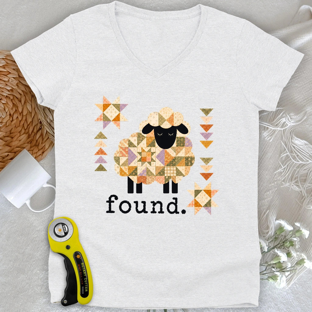 Psalm 23 Patchwork Sheep Lady V-neck