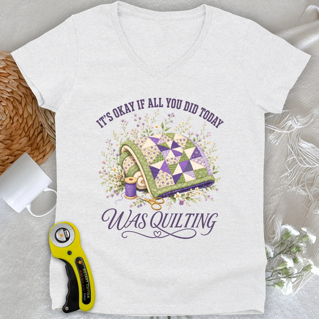Quilt All Day Lady V-neck