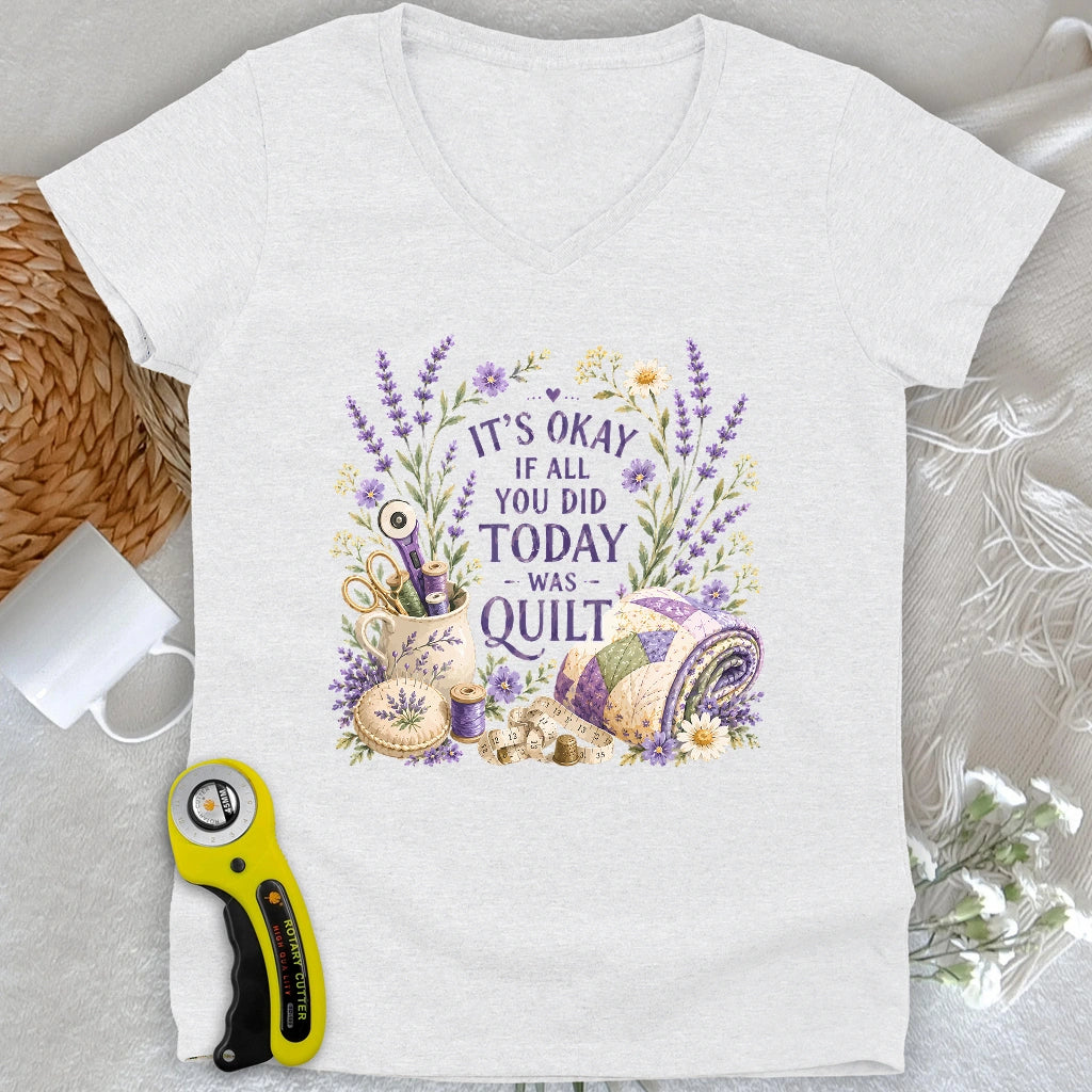 Quilt Days Are Productive Days Lady V-neck