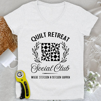 Quilt Retreat Lady V-neck