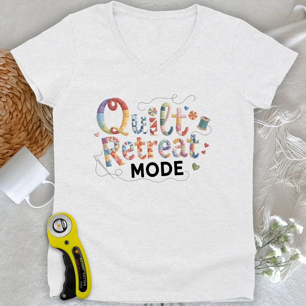 Quilt Retreat Mode Lady V-neck