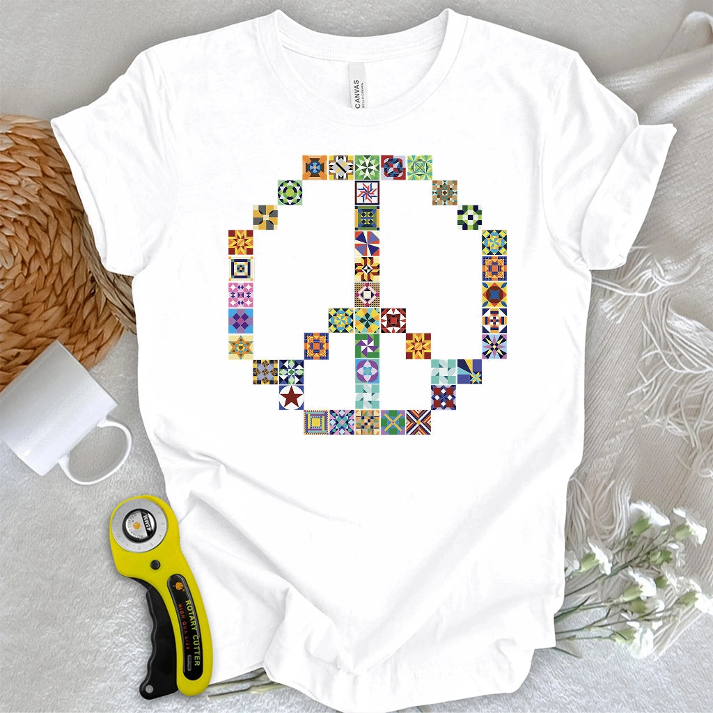 Quilted Peace Symbol T-shirt