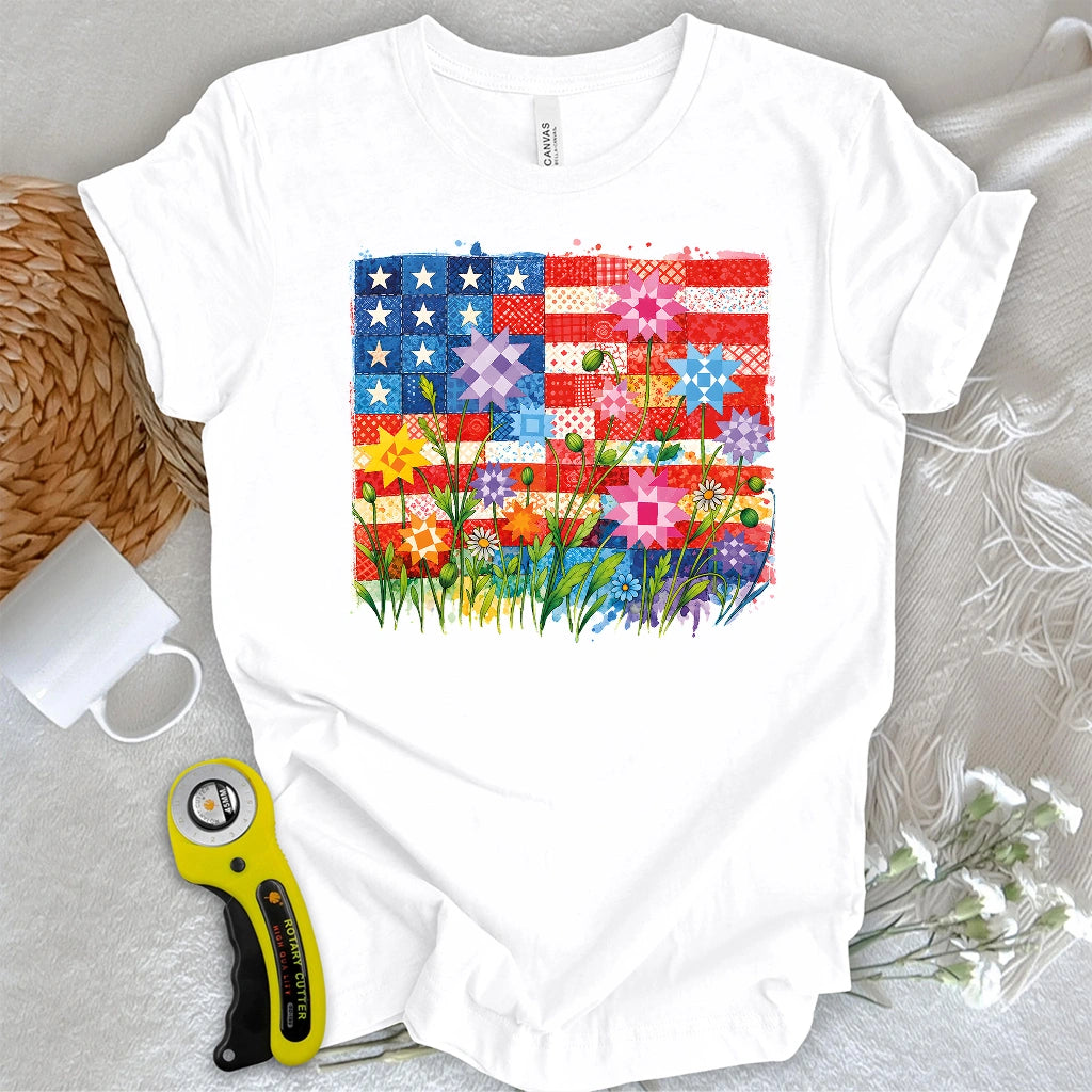 Quilted Stars & Blooms T-shirt