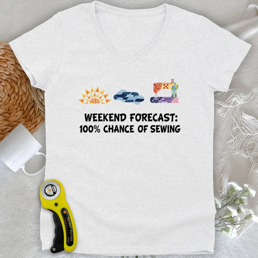 Quilter Weekend Forecast Lady V-neck
