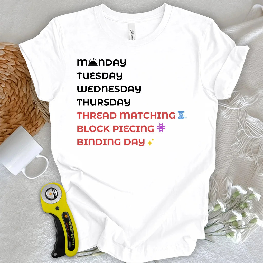 T-shirt compte à rebours du week-end des quilters
