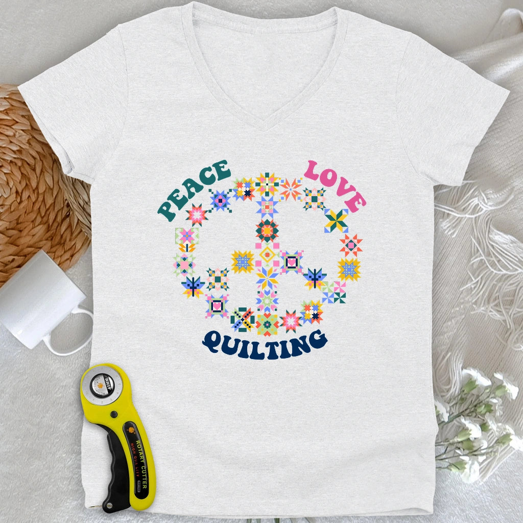 Quilting Brings Peace Lady V-neck