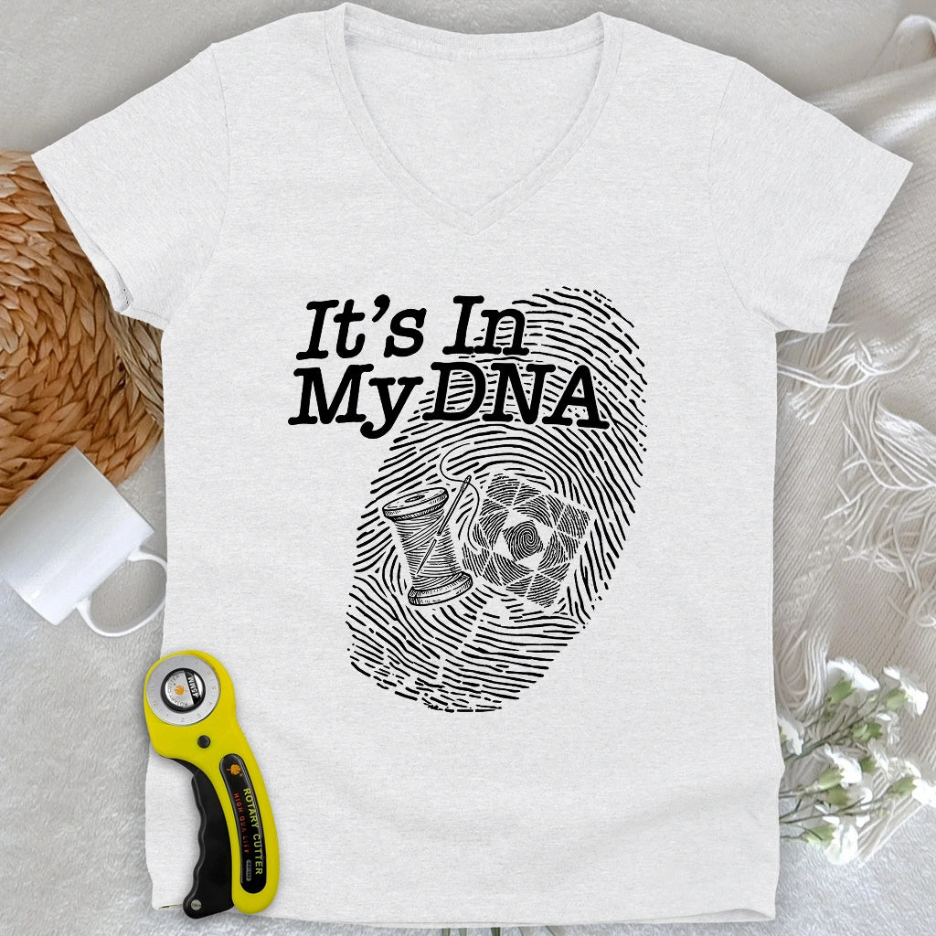 T-shirt col V Femme - Motifs ADN pour Quilteuses