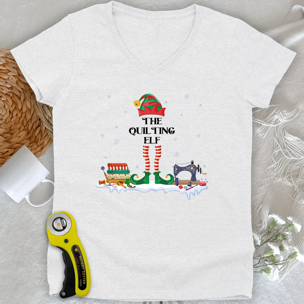 Quilting ELF Lady V-neck