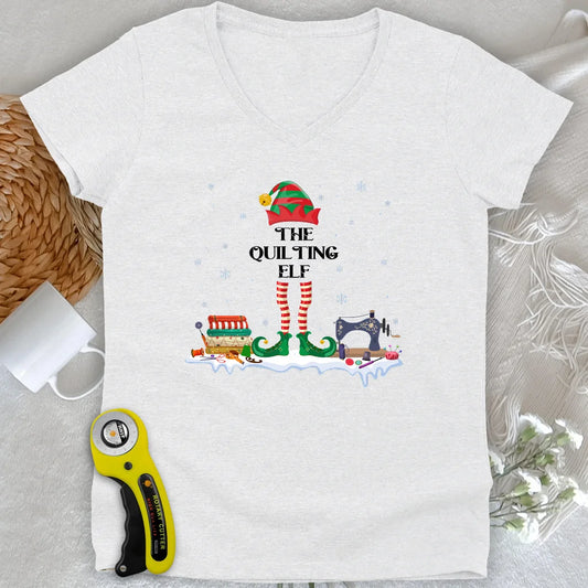 Quilting ELF Lady V-neck