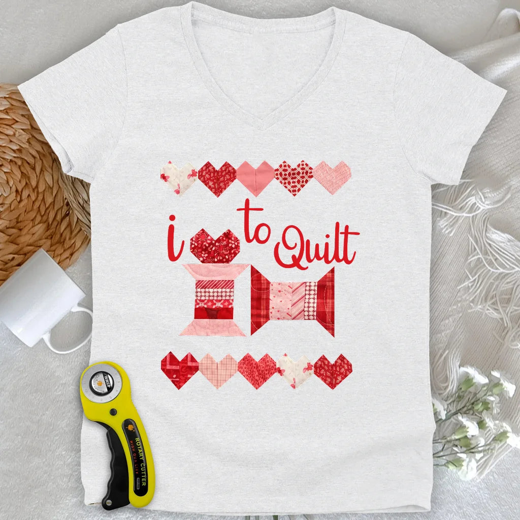 Haut décolleté en V Quilting Love Lady
