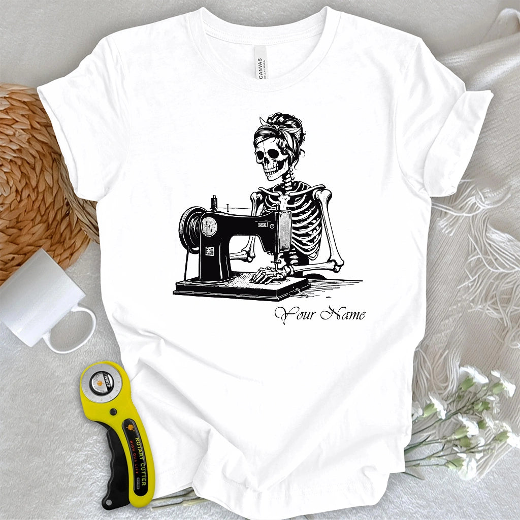 "Custom Name" Quilting Skeleton T-shirt