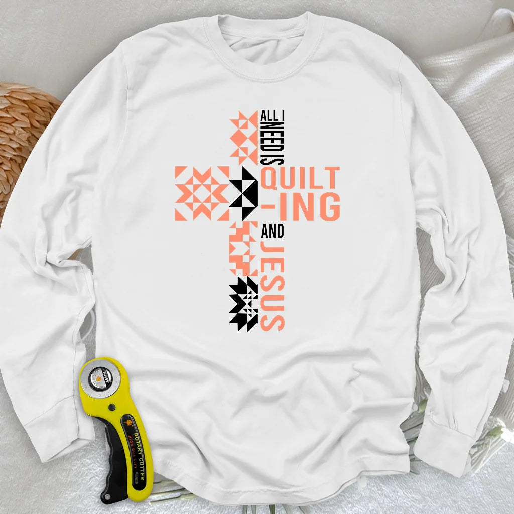Steppnähen und Jesus Langarm-T-Shirt
