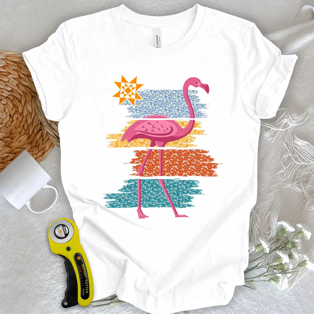 T-shirt Flamant rose matelassé