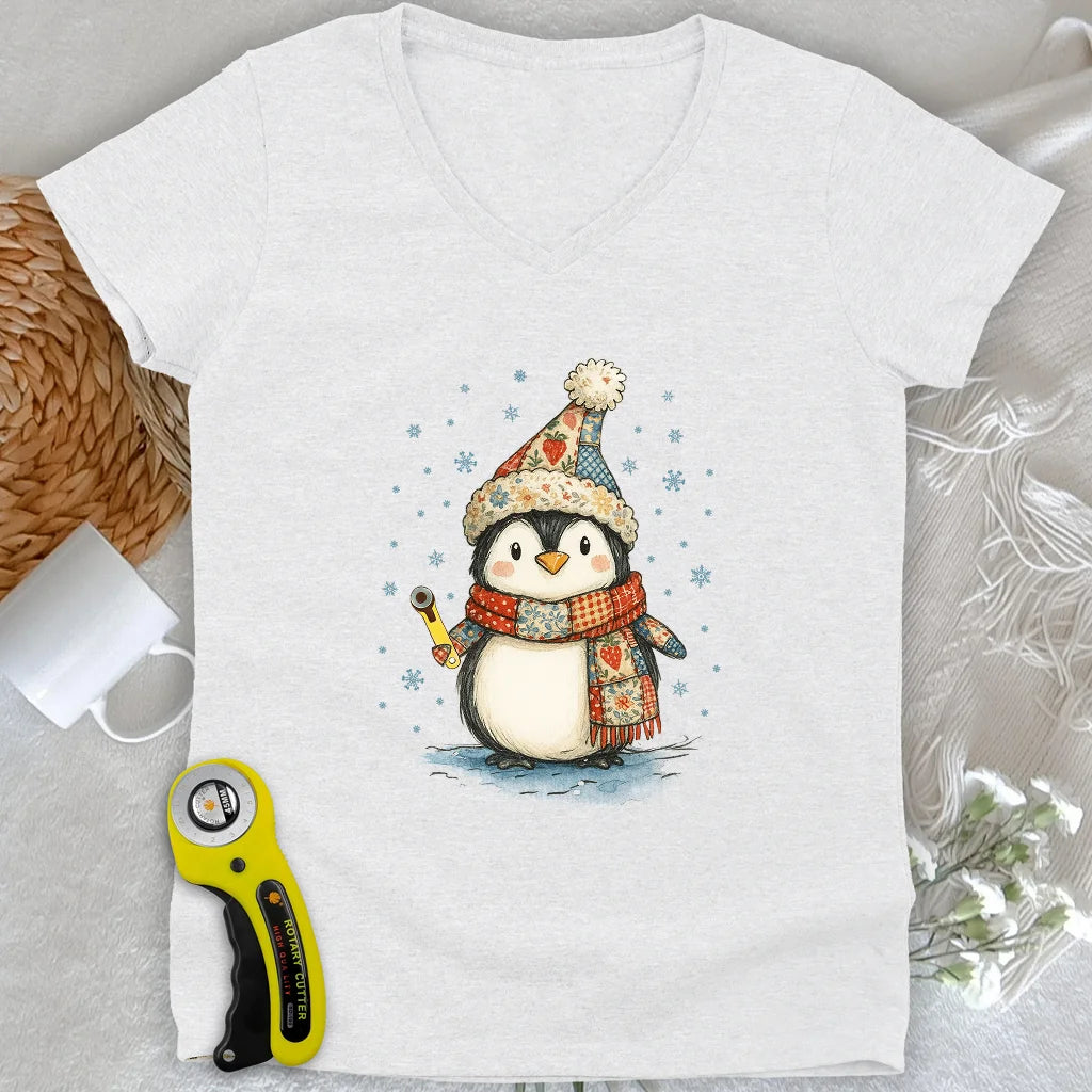 Quilty Little Penguin Femme Col V