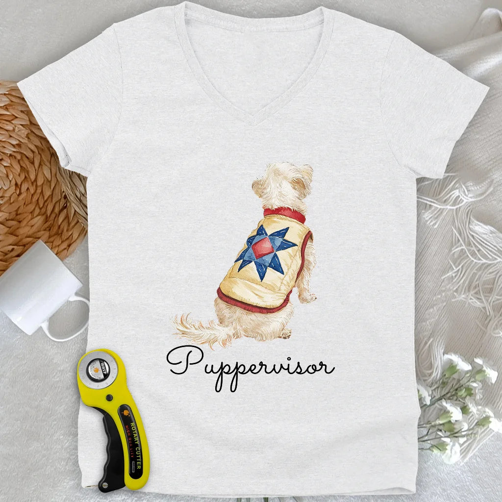 Quilty Pup Star Lady V-neck