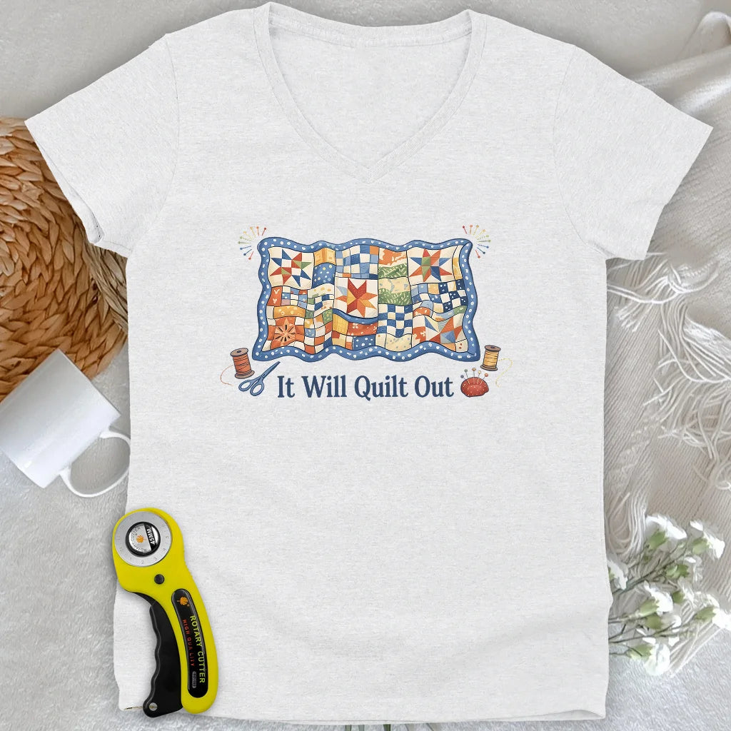 Relax… It Will Quilt Out Lady V-neck