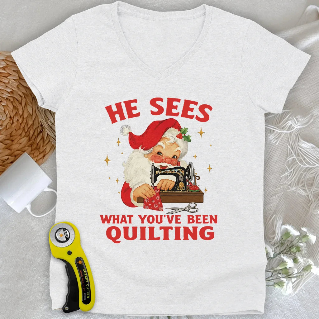 Santa Sees Lady V-neck