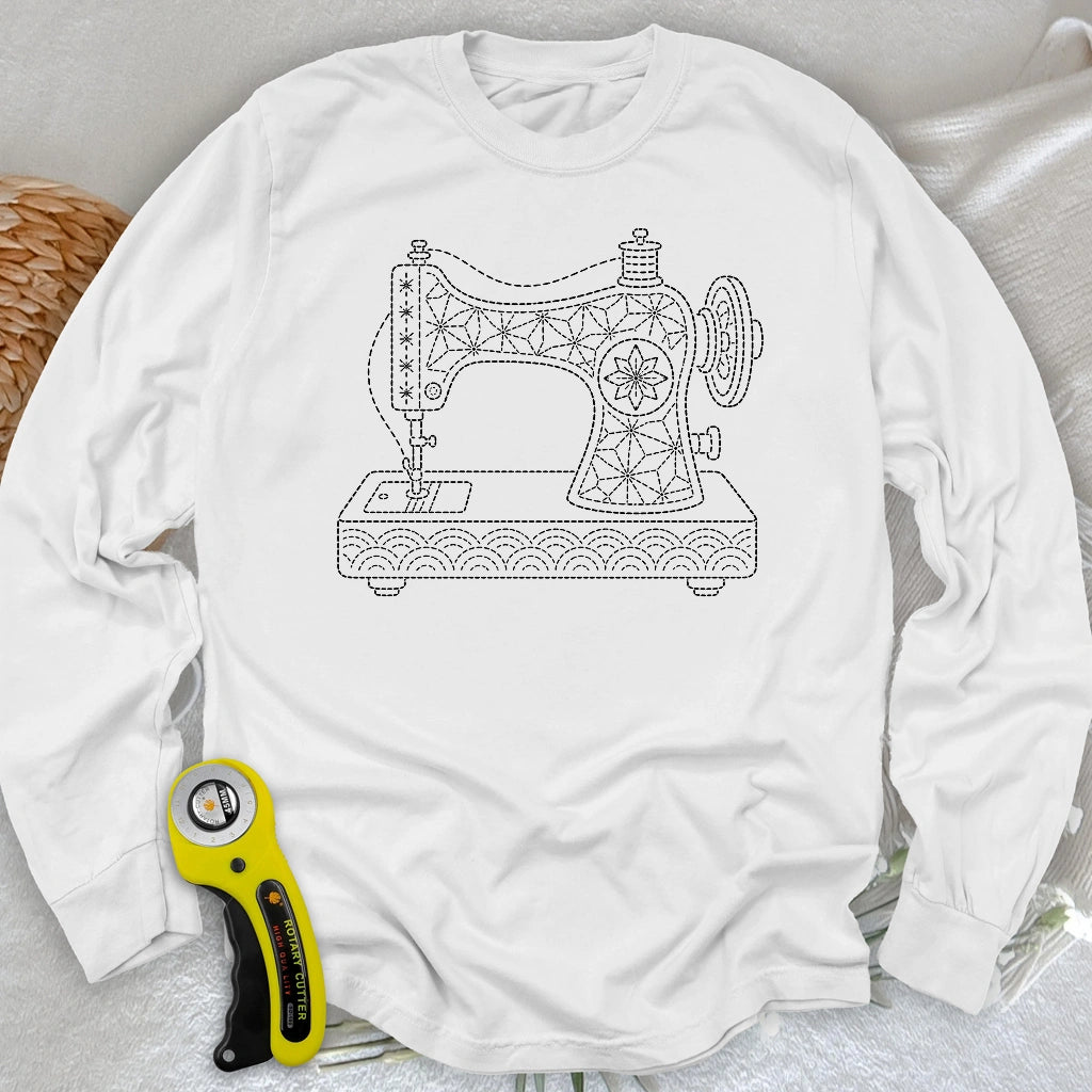 Sashiko Sewing Machine Long Sleeve T-shirt