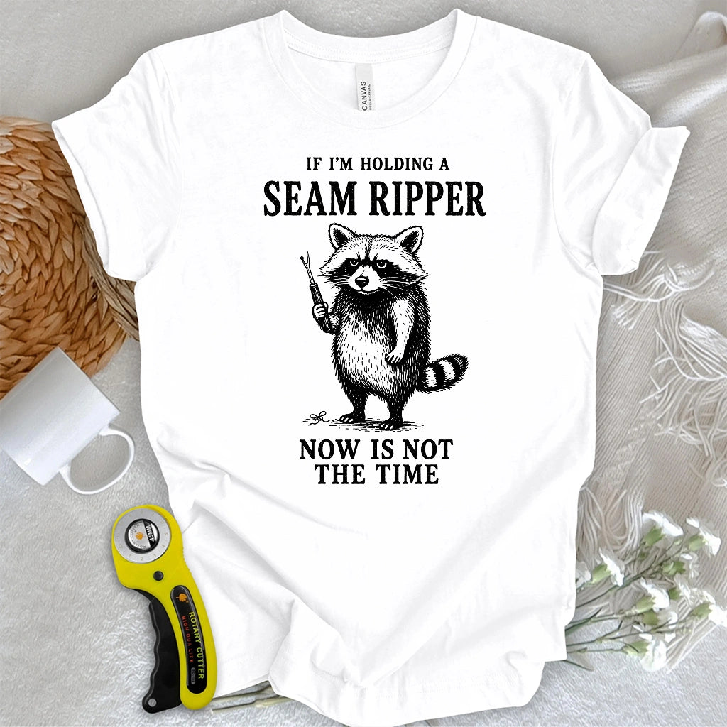 Seam Ripper Warning Raccoon T-shirt