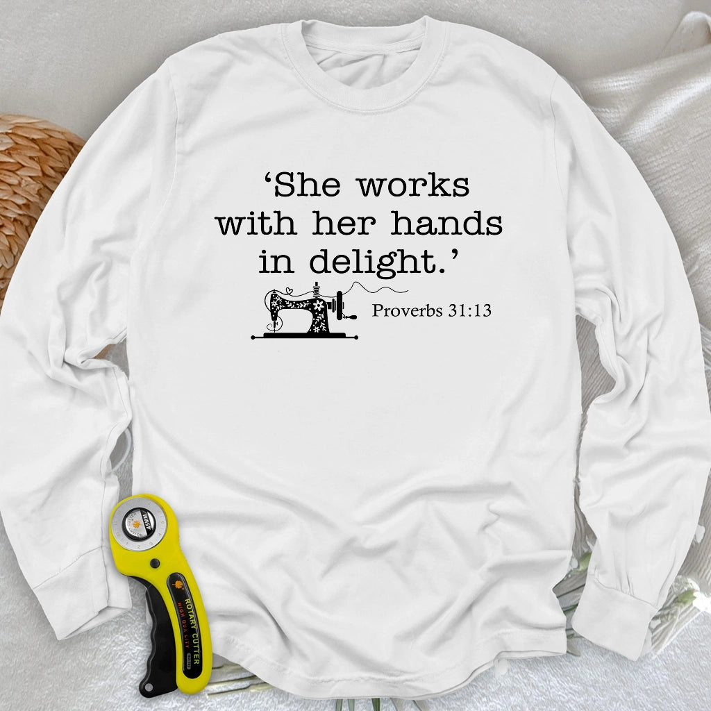 Sewing In Bible Long Sleeve T-shirt