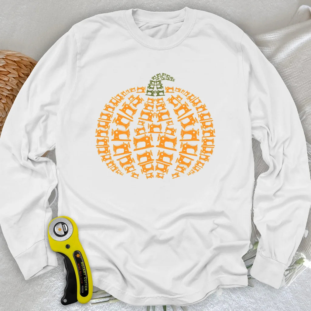 Nähmaschinen Kürbis Langarm-T-Shirt