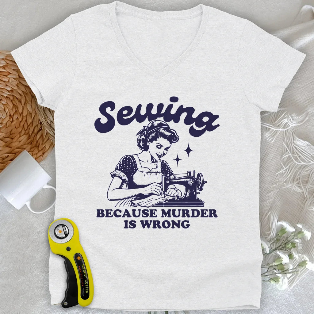 Sewing Not Murder Lady V-neck