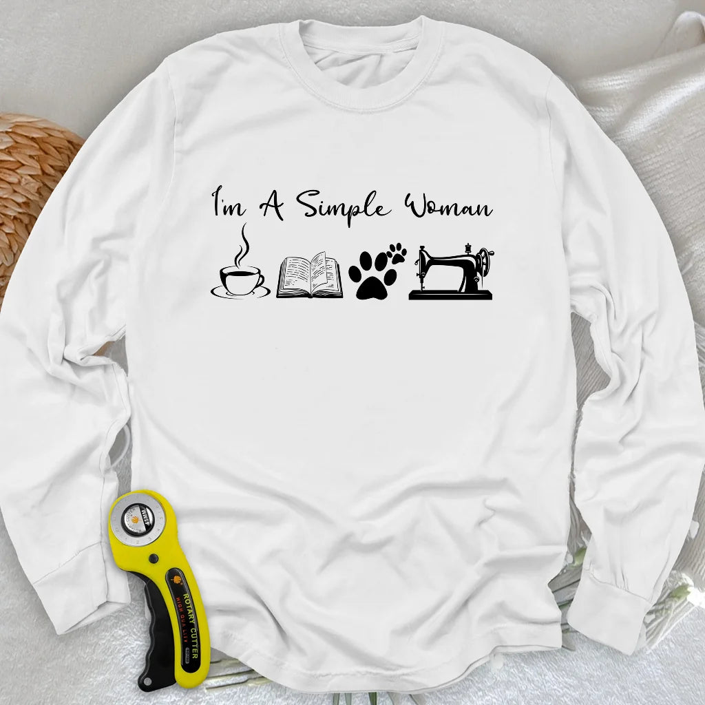Nähende Frau Langarm-T-Shirt