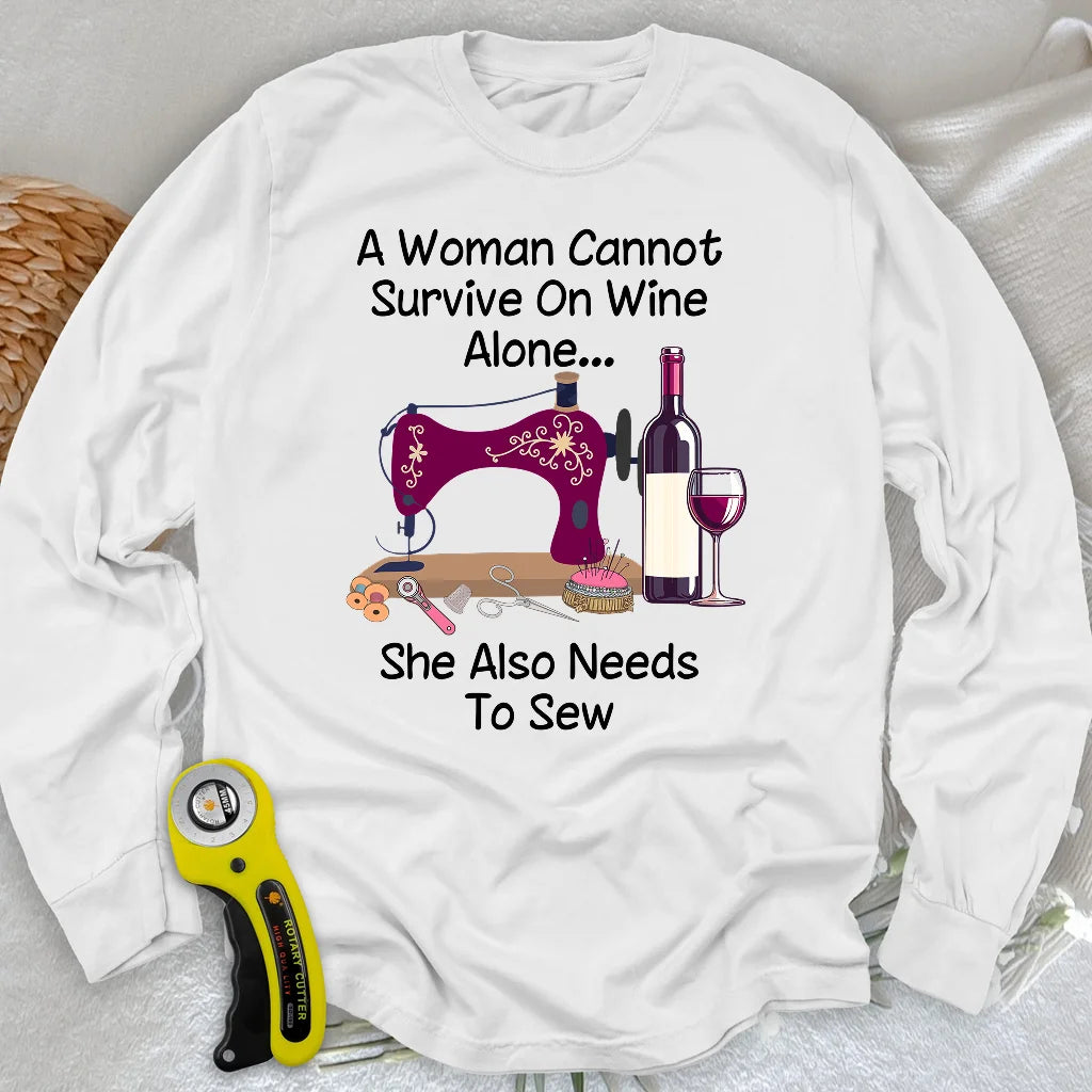 Sewing and Wining Long Sleeve T-shirt