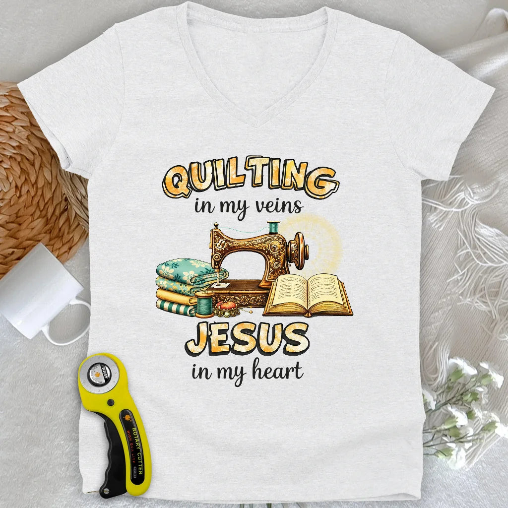 Tricoté avec Jésus Col en V Femme