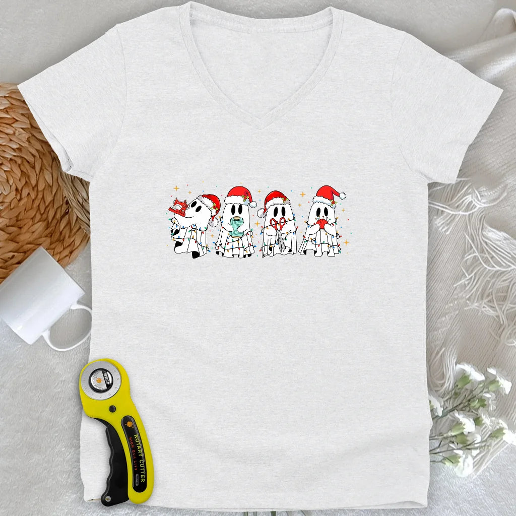Spooky Christmas Lady V-neck