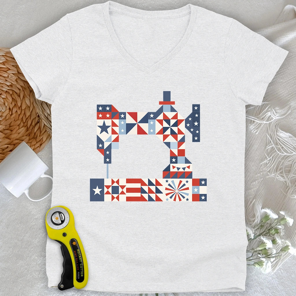 Stars & Stitches Sewing Lady V-neck