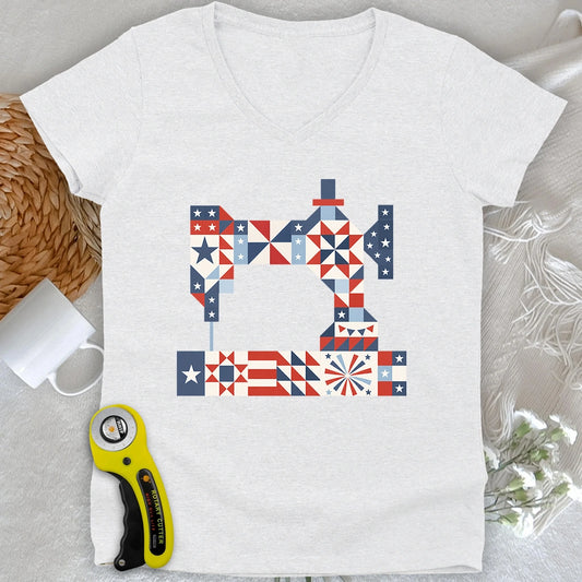 Stars & Stitches Sewing Lady V-neck