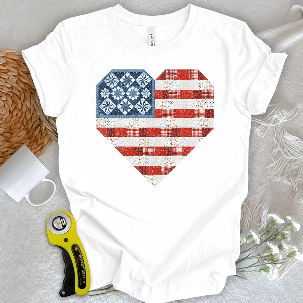 Stars & Stripes Patchwork Heart T-shirt
