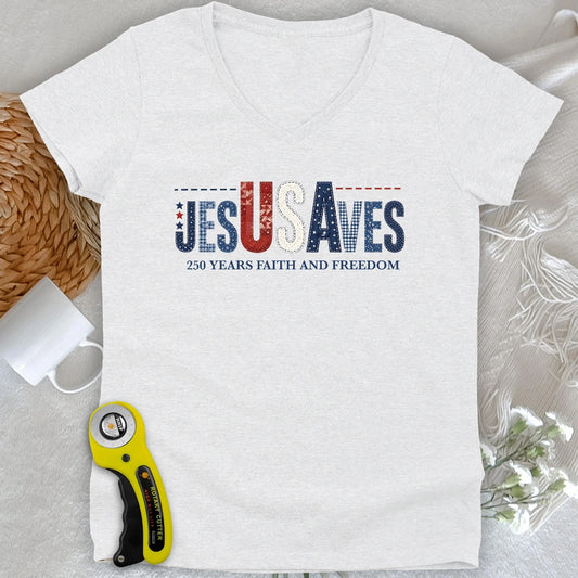 Stitching Faith Since 1776 Lady V-neck