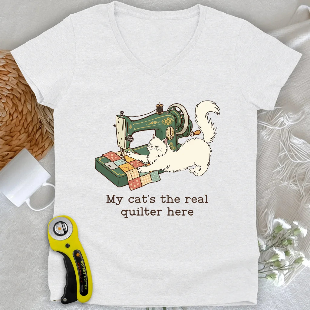 The Purrfect Seamstress Lady V-neck