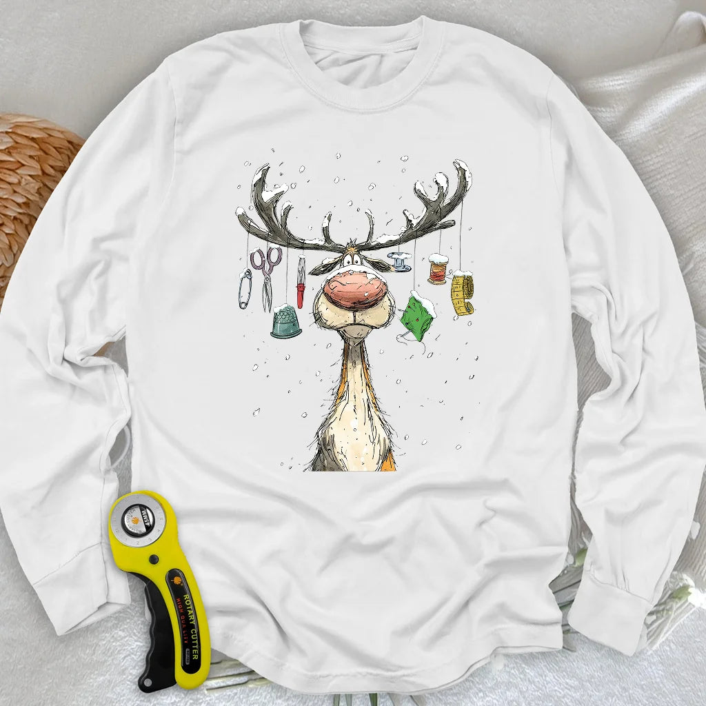 Das Rentier-Steppdecken-Langarmshirt