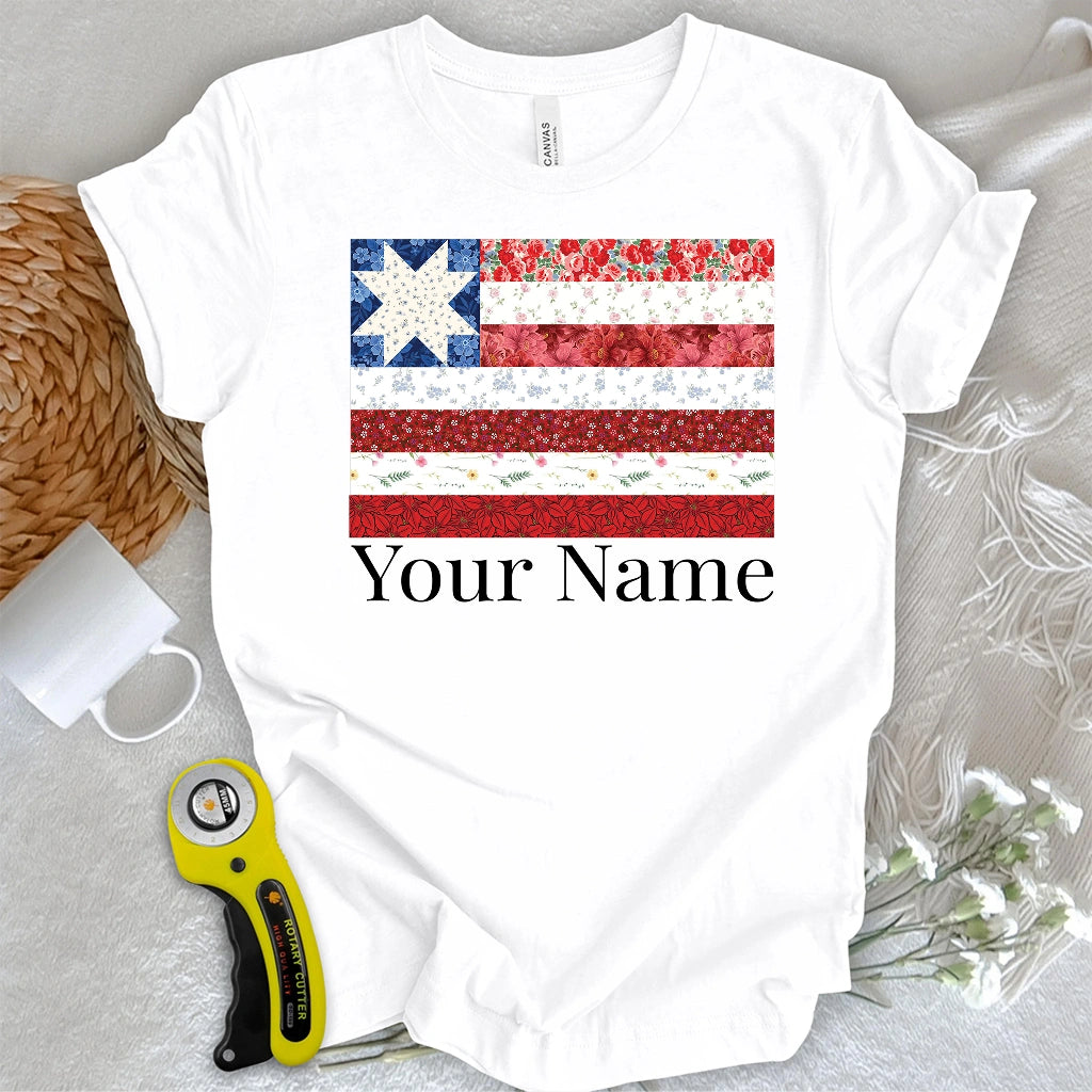 "Custom Name" USA Star Flag T-shirt