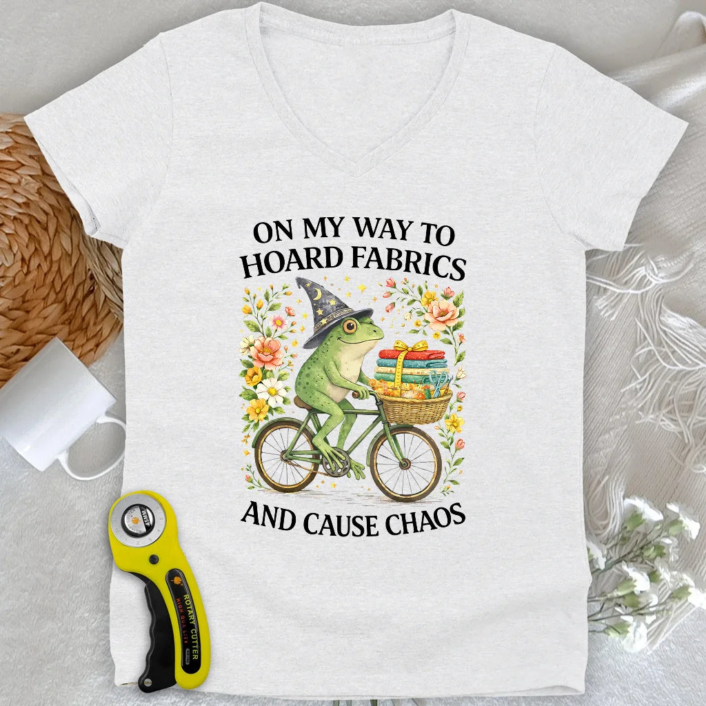 Way To Hoard Fabric Lady V-neck