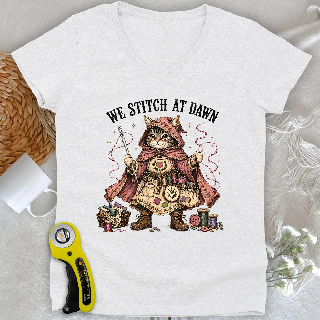 We Stitch At Dawn Lady V-neck