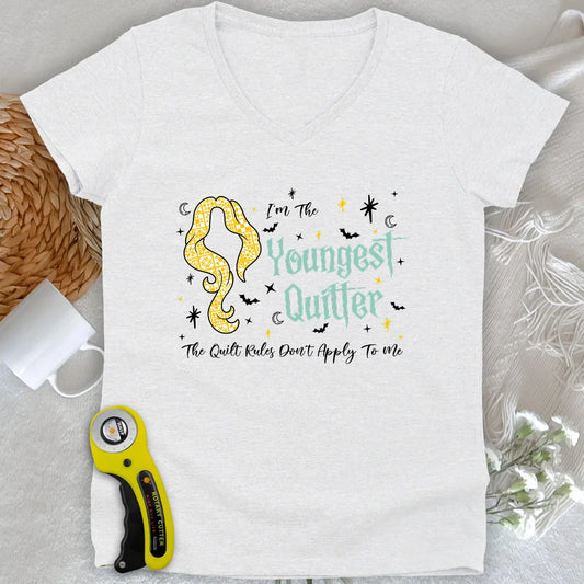 Youngest Quilter Lady V-neck