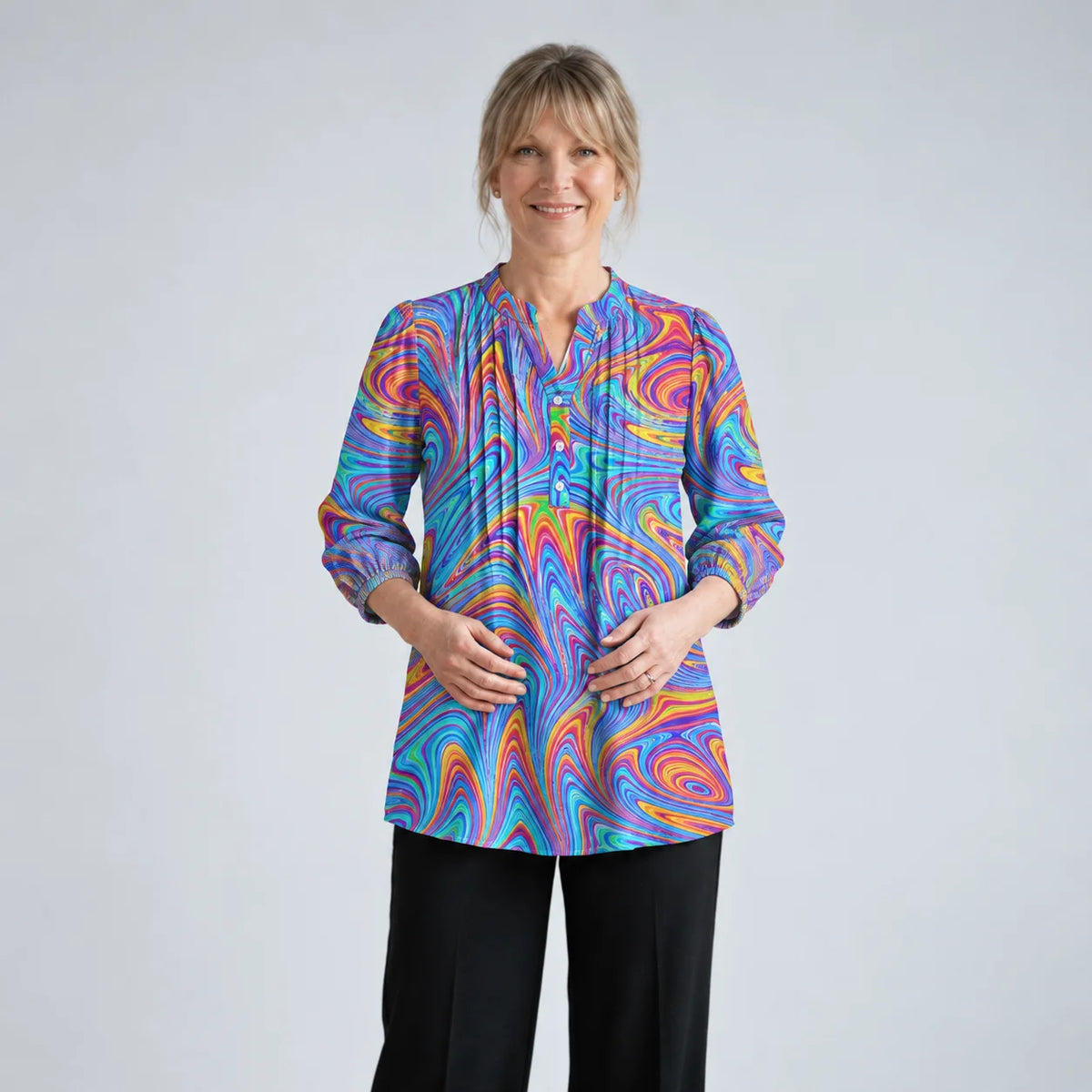 Bluse mit Marmor-Print