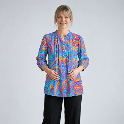 Bluse mit Marmor-Print