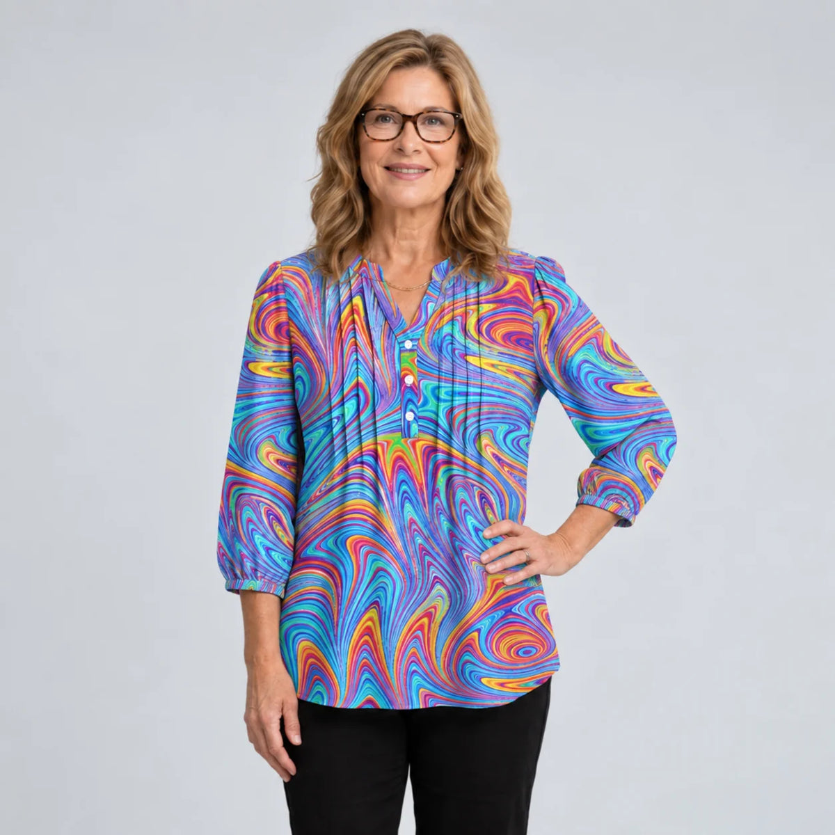 Bluse mit Marmor-Print