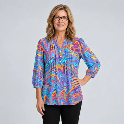 Bluse mit Marmor-Print