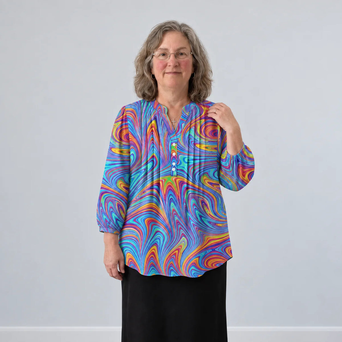 Bluse mit Marmor-Print