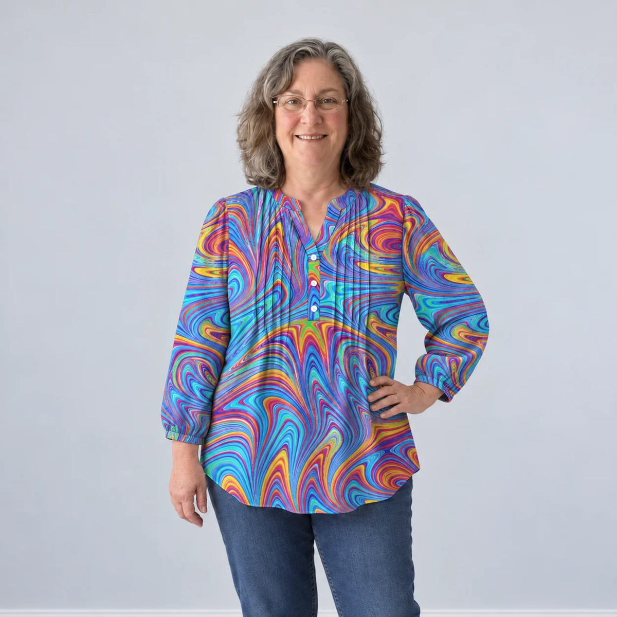 Bluse mit Marmor-Print